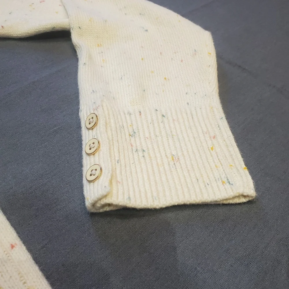 Talbots Women's Speckled Cable Knit Sweater Ivory Confetti Crewneck‎ Lg 55760751